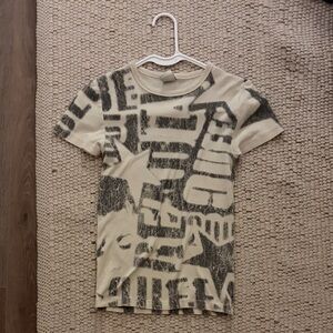 Graphic Print T-Shirt - Cream and Black